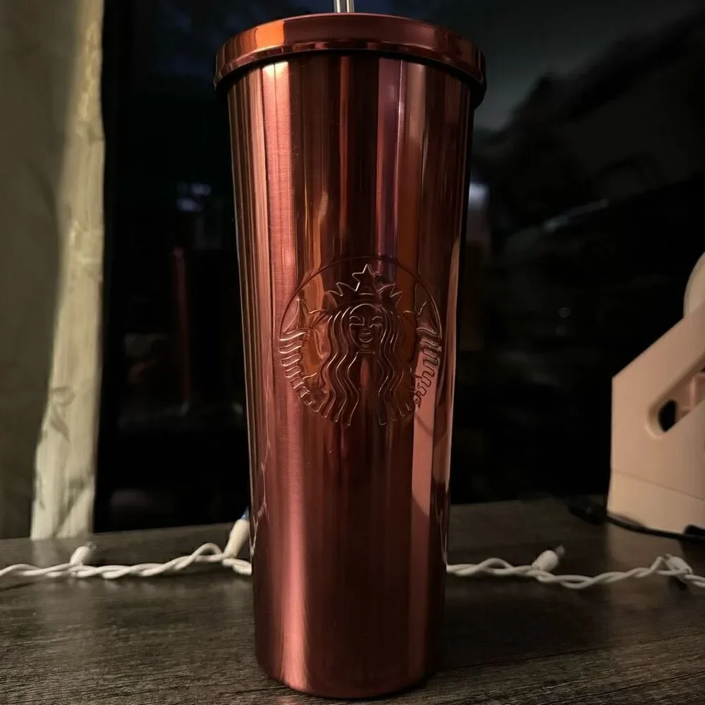 STARBUCKS rare rose gold stainless steel 24oz tumbler
